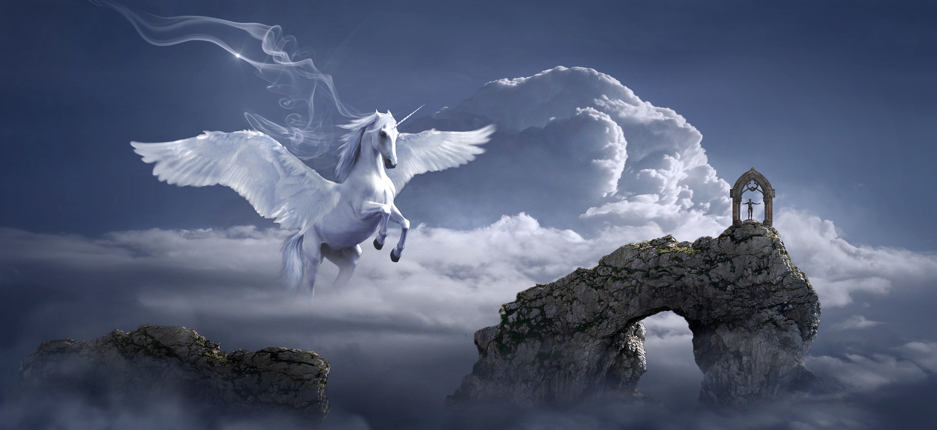 Flying White Horse with Wings